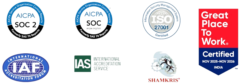 Vxceed’s security and compliance certifications, reinforcing enterprise-grade data protection and reliability.